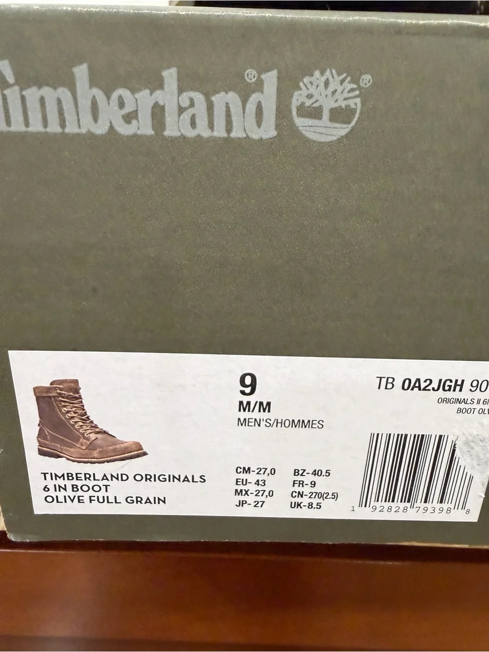 New-  Timberland Originals Olive Brown 6-Inch Lace-Up Boots